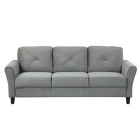 Stylish Gray Fabric Sofa For Three - Modern Living Room Seating Solution