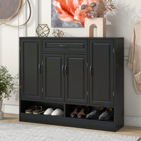 Sleek Modern Shoe Cabinet With Adjustable Shelves Minimalist Storage Organizer For Space-Saving Design Black