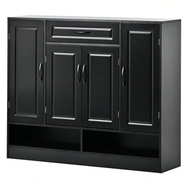 Sleek Modern Shoe Cabinet With Adjustable Shelves Minimalist Storage Organizer For Space-Saving Design Black