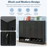 Sleek Modern Shoe Cabinet With Adjustable Shelves Minimalist Storage Organizer For Space-Saving Design Black