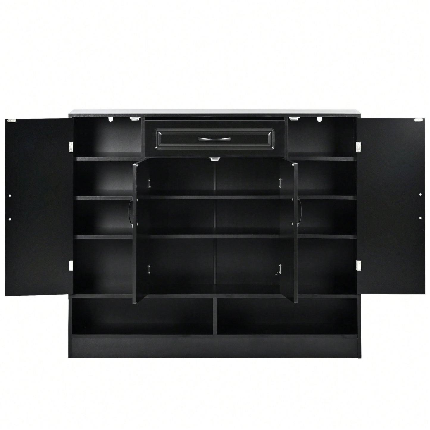 Sleek Modern Shoe Cabinet With Adjustable Shelves Minimalist Storage Organizer For Space-Saving Design Black