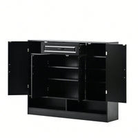 Sleek Modern Shoe Cabinet With Adjustable Shelves Minimalist Storage Organizer For Space-Saving Design Black