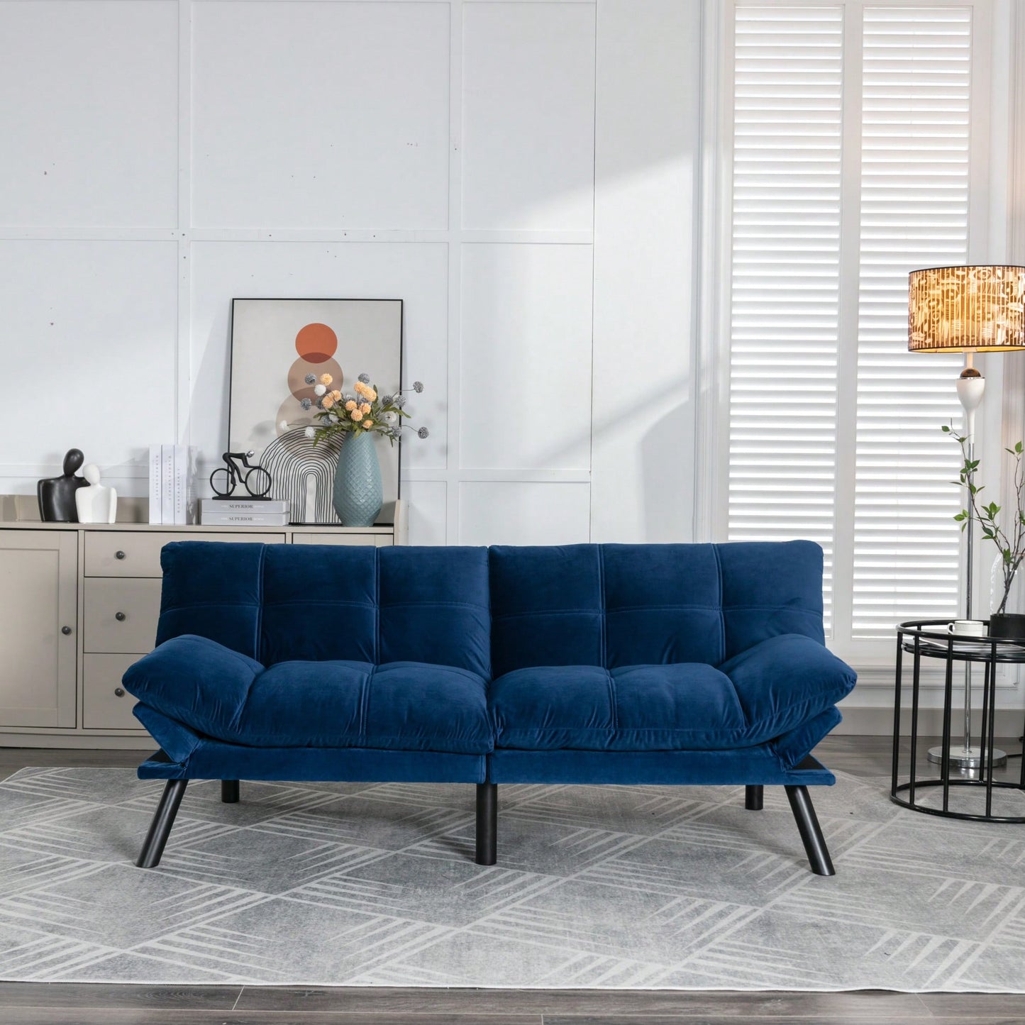 Modern Navy Blue Convertible Folding Sofa Bed For Stylish Living Spaces