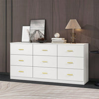 Stylish 9-Drawer White Dresser For Bedroom Ample Storage Wide Chest Of Drawers Sturdy And Safe Design