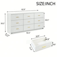 Stylish 9-Drawer White Dresser For Bedroom Ample Storage Wide Chest Of Drawers Sturdy And Safe Design