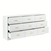 Stylish 9-Drawer White Dresser For Bedroom Ample Storage Wide Chest Of Drawers Sturdy And Safe Design