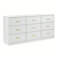 Stylish 9-Drawer White Dresser For Bedroom Ample Storage Wide Chest Of Drawers Sturdy And Safe Design