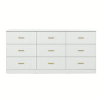 Stylish 9-Drawer White Dresser For Bedroom Ample Storage Wide Chest Of Drawers Sturdy And Safe Design