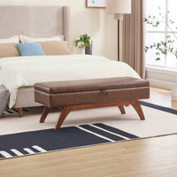 Teddy Wool Upholstered Bed End Stool With Storage And Solid Wood Legs