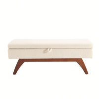 Teddy Wool Upholstered Bed End Stool With Storage And Solid Wood Legs