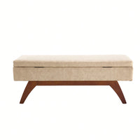 Teddy Wool Upholstered Bed End Stool With Storage And Solid Wood Legs