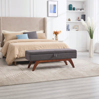 Teddy Wool Upholstered Bed End Stool With Storage And Solid Wood Legs