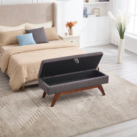 Teddy Wool Upholstered Bed End Stool With Storage And Solid Wood Legs