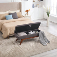 Teddy Wool Upholstered Bed End Stool With Storage And Solid Wood Legs