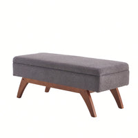 Teddy Wool Upholstered Bed End Stool With Storage And Solid Wood Legs