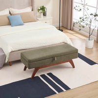 Teddy Wool Upholstered Bed End Stool With Storage And Solid Wood Legs