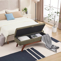 Teddy Wool Upholstered Bed End Stool With Storage And Solid Wood Legs