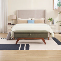 Teddy Wool Upholstered Bed End Stool With Storage And Solid Wood Legs