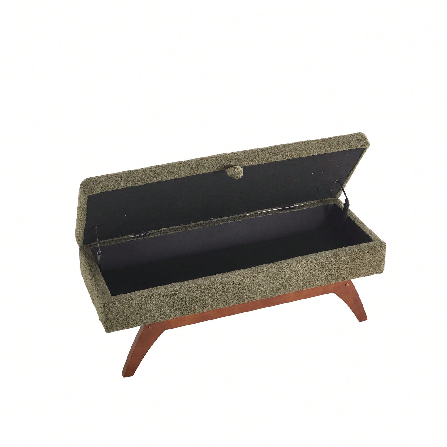 Teddy Wool Upholstered Bed End Stool With Storage And Solid Wood Legs