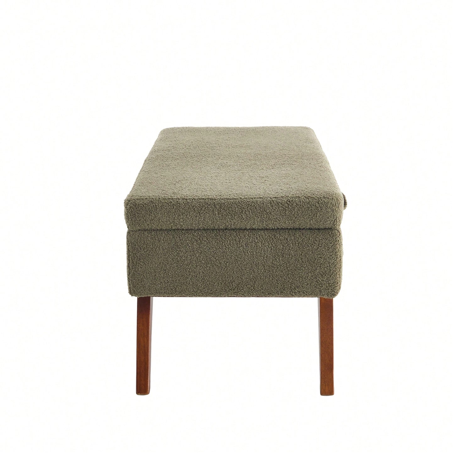 Teddy Wool Upholstered Bed End Stool With Storage And Solid Wood Legs