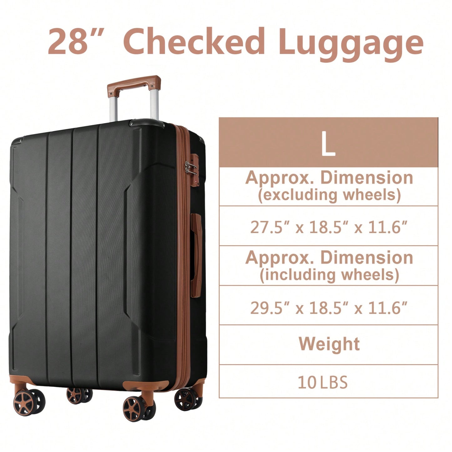 Lightweight Durable ABS Hardshell Suitcase With Double Wheels Expandable 28 Inch Checked Luggage