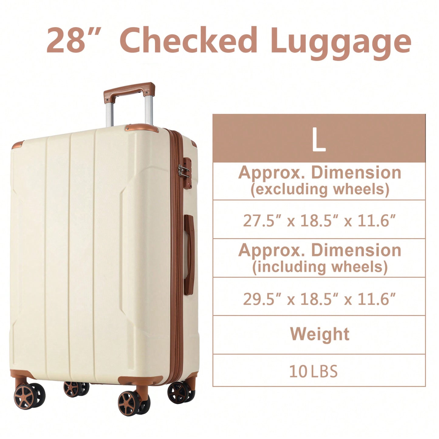 Lightweight Durable ABS Hardshell Suitcase With Double Wheels Expandable 28 Inch Checked Luggage