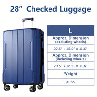 Lightweight Durable ABS Hardshell Suitcase With Double Wheels Expandable 28 Inch Checked Luggage