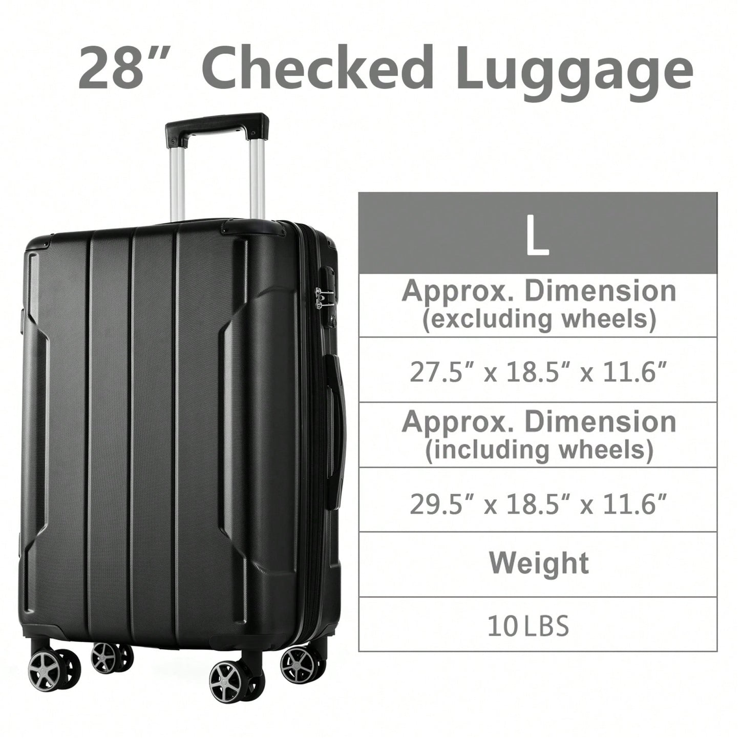 Lightweight Durable ABS Hardshell Suitcase With Double Wheels Expandable 28 Inch Checked Luggage