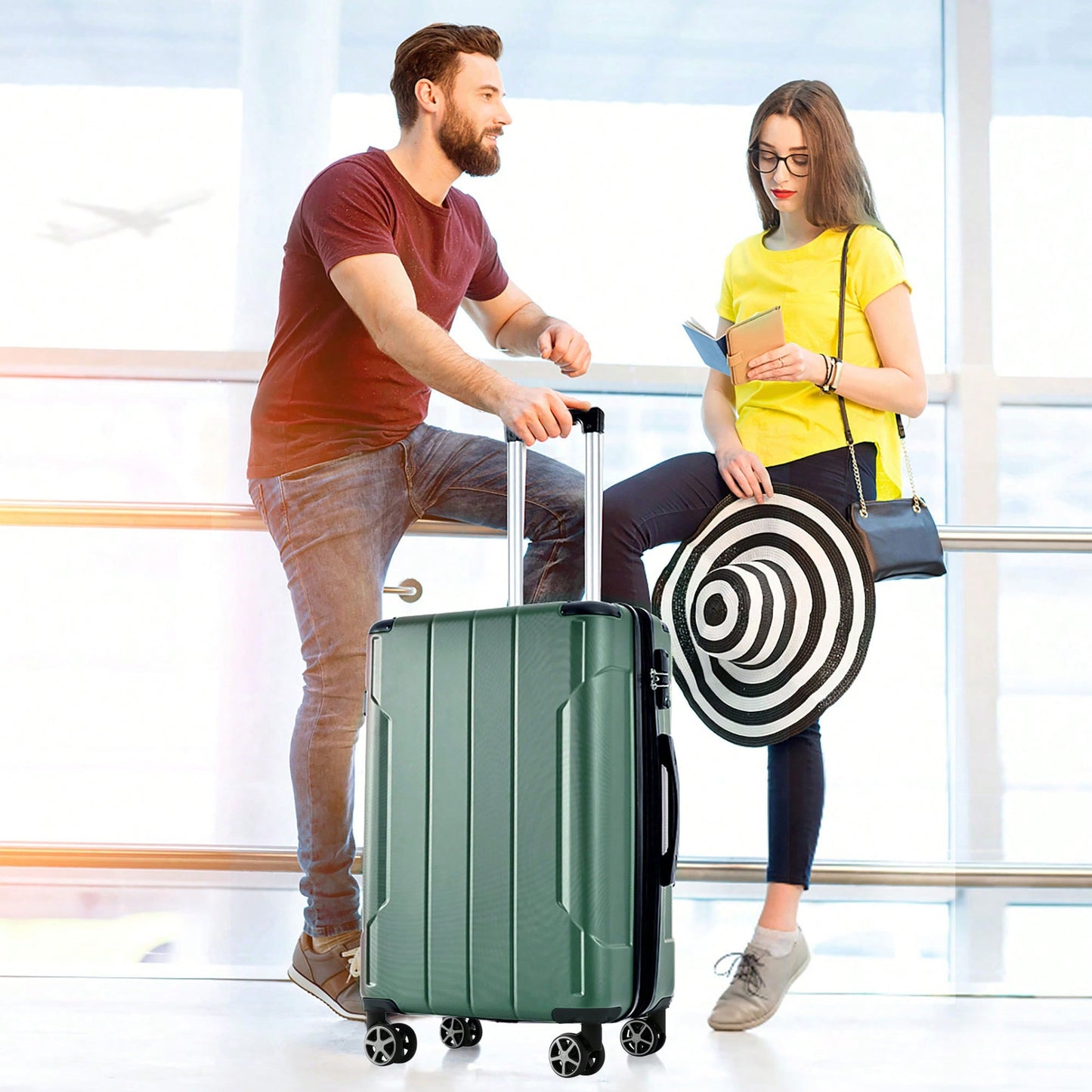 Lightweight Durable ABS Hardshell Suitcase With Double Wheels Expandable 28 Inch Checked Luggage