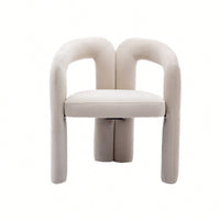 Contemporary Velvet Upholstered Accent Dining Barrel Chairs Set Of 2 Beige For Living Room Kitchen