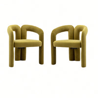 Contemporary Velvet Upholstered Accent Dining Barrel Chairs Set Of 2 Beige For Living Room Kitchen