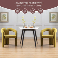 Contemporary Velvet Upholstered Accent Dining Barrel Chairs Set Of 2 Beige For Living Room Kitchen