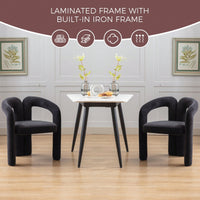 Contemporary Velvet Upholstered Accent Dining Barrel Chairs Set Of 2 Beige For Living Room Kitchen