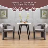 Contemporary Velvet Upholstered Accent Dining Barrel Chairs Set Of 2 Beige For Living Room Kitchen