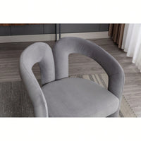 Contemporary Velvet Upholstered Accent Dining Barrel Chairs Set Of 2 Beige For Living Room Kitchen
