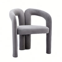 Contemporary Velvet Upholstered Accent Dining Barrel Chairs Set Of 2 Beige For Living Room Kitchen