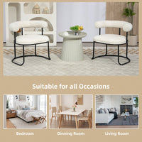 Mid-Century Modern Curved Backrest Boucle Dining Chairs Set Of 2 Upholstered Round Kitchen Chairs In Beige