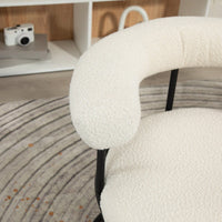 Mid-Century Modern Curved Backrest Boucle Dining Chairs Set Of 2 Upholstered Round Kitchen Chairs In Beige