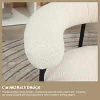 Mid-Century Modern Curved Backrest Boucle Dining Chairs Set Of 2 Upholstered Round Kitchen Chairs In Beige