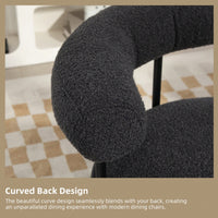Mid-Century Modern Curved Backrest Boucle Dining Chairs Set Of 2 Upholstered Round Kitchen Chairs In Beige