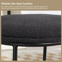 Mid-Century Modern Curved Backrest Boucle Dining Chairs Set Of 2 Upholstered Round Kitchen Chairs In Beige