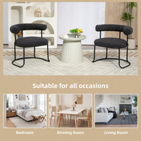 Mid-Century Modern Curved Backrest Boucle Dining Chairs Set Of 2 Upholstered Round Kitchen Chairs In Beige