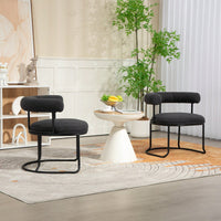 Mid-Century Modern Curved Backrest Boucle Dining Chairs Set Of 2 Upholstered Round Kitchen Chairs In Beige