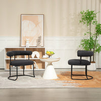 Mid-Century Modern Curved Backrest Boucle Dining Chairs Set Of 2 Upholstered Round Kitchen Chairs In Beige