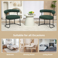 Mid-Century Modern Curved Backrest Boucle Dining Chairs Set Of 2 Upholstered Round Kitchen Chairs In Beige