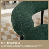 Mid-Century Modern Curved Backrest Boucle Dining Chairs Set Of 2 Upholstered Round Kitchen Chairs In Beige