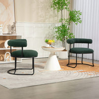 Mid-Century Modern Curved Backrest Boucle Dining Chairs Set Of 2 Upholstered Round Kitchen Chairs In Beige