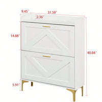 Modern White Shoe Cabinet with Flip Drawers and Open Shelves Slim Freestanding Organizer for Heels Boots and Slippers Entryway Storage