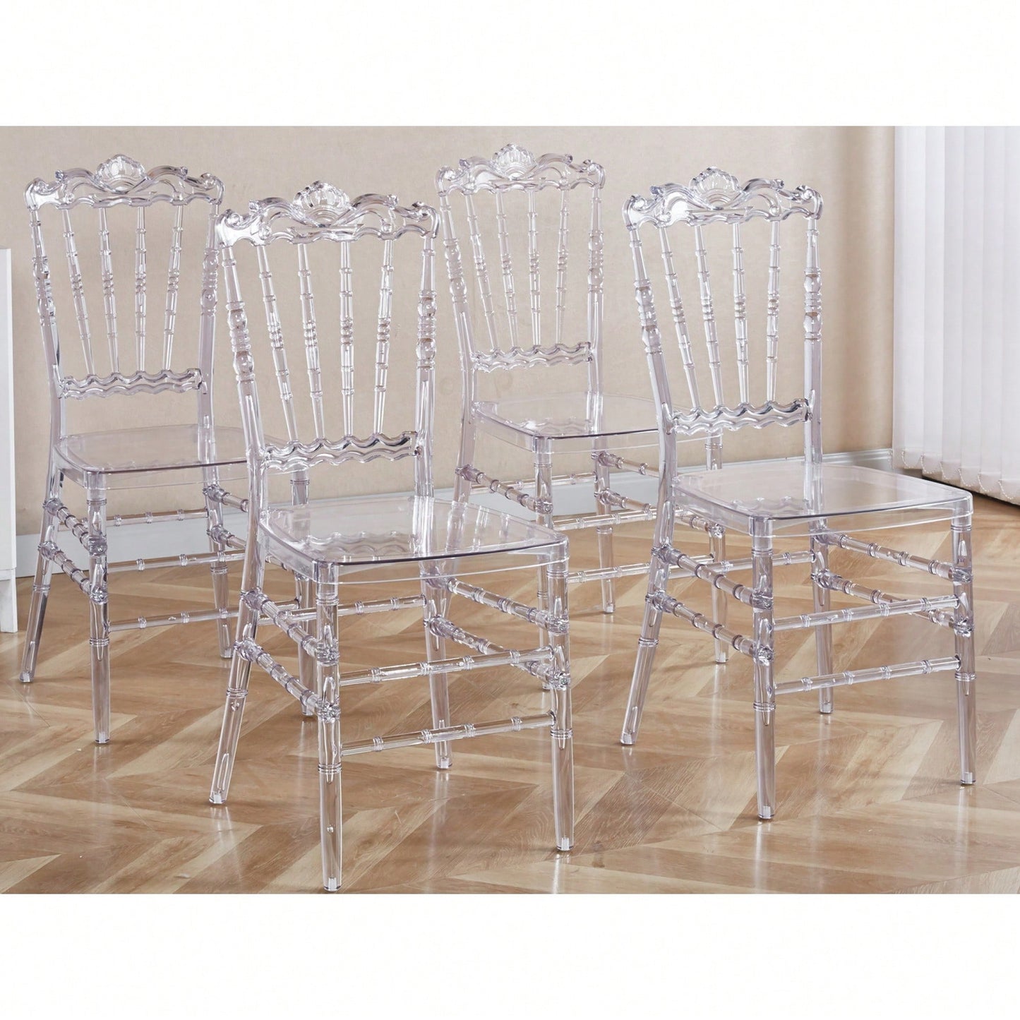 Set Of 4 Modern Plastic Seat Dining Chairs For Stylish Home Decor