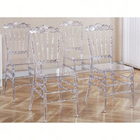 Set Of 4 Modern Plastic Seat Dining Chairs For Stylish Home Decor